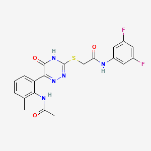 molecular formula C20H17F2N5O3S B11247596 2-({6-[2-(acetylamino)-3-methylphenyl]-5-oxo-2,5-dihydro-1,2,4-triazin-3-yl}sulfanyl)-N-(3,5-difluorophenyl)acetamide 