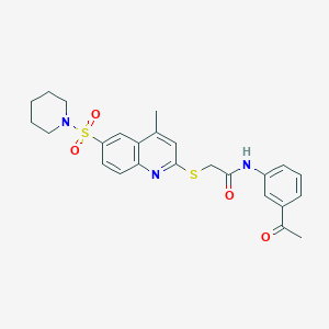 N-(3-Acetylphenyl)-2-{[4-methyl-6-(piperidine-1-sulfonyl)quinolin-2-YL]sulfanyl}acetamide