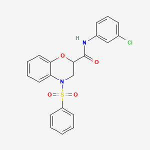 molecular formula C21H17ClN2O4S B11247702 N-(3-chlorophenyl)-4-(phenylsulfonyl)-3,4-dihydro-2H-1,4-benzoxazine-2-carboxamide 