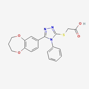 {[5-(3,4-dihydro-2H-1,5-benzodioxepin-7-yl)-4-phenyl-4H-1,2,4-triazol-3-yl]sulfanyl}acetic acid