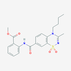 molecular formula C21H23N3O5S B11247722 methyl 2-{[(4-butyl-3-methyl-1,1-dioxido-4H-1,2,4-benzothiadiazin-7-yl)carbonyl]amino}benzoate 