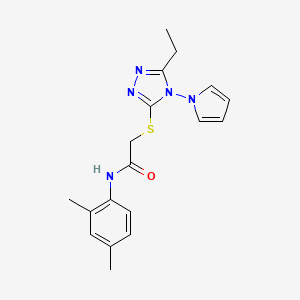 molecular formula C18H21N5OS B11247725 N-(2,4-dimethylphenyl)-2-{[5-ethyl-4-(1H-pyrrol-1-yl)-4H-1,2,4-triazol-3-yl]sulfanyl}acetamide 