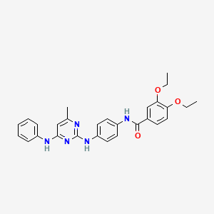 molecular formula C28H29N5O3 B11247729 3,4-Diethoxy-N-(4-{[4-methyl-6-(phenylamino)pyrimidin-2-YL]amino}phenyl)benzamide 