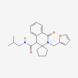 molecular formula C23H28N2O3 B11247731 2'-(2-furylmethyl)-{N}-isobutyl-1'-oxo-1',4'-dihydro-2'{H}-spiro[cyclopentane-1,3'-isoquinoline]-4'-carboxamide 