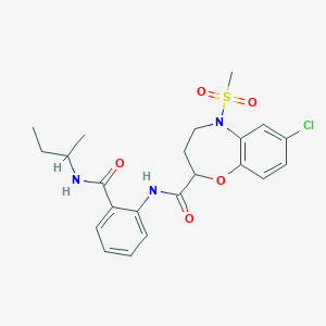 molecular formula C22H26ClN3O5S B11247749 N-[2-(butan-2-ylcarbamoyl)phenyl]-7-chloro-5-(methylsulfonyl)-2,3,4,5-tetrahydro-1,5-benzoxazepine-2-carboxamide 