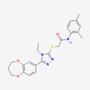 molecular formula C23H26N4O3S B11247754 2-{[5-(3,4-dihydro-2H-1,5-benzodioxepin-7-yl)-4-ethyl-4H-1,2,4-triazol-3-yl]sulfanyl}-N-(2,4-dimethylphenyl)acetamide 