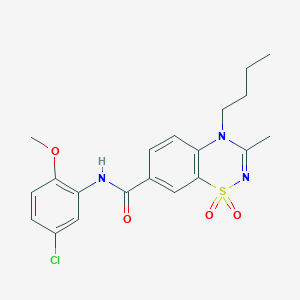 molecular formula C20H22ClN3O4S B11247762 4-butyl-N-(5-chloro-2-methoxyphenyl)-3-methyl-4H-1,2,4-benzothiadiazine-7-carboxamide 1,1-dioxide 