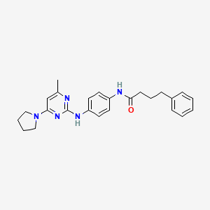 molecular formula C25H29N5O B11247770 N-(4-{[4-Methyl-6-(pyrrolidin-1-YL)pyrimidin-2-YL]amino}phenyl)-4-phenylbutanamide 