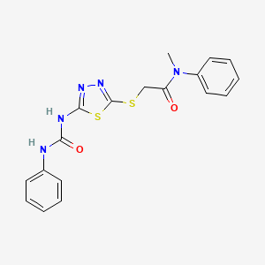 molecular formula C18H17N5O2S2 B11247812 N-Methyl-N-phenyl-2-({5-[(phenylcarbamoyl)amino]-1,3,4-thiadiazol-2-YL}sulfanyl)acetamide 