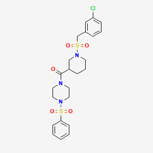 {1-[(3-Chlorobenzyl)sulfonyl]piperidin-3-yl}[4-(phenylsulfonyl)piperazin-1-yl]methanone