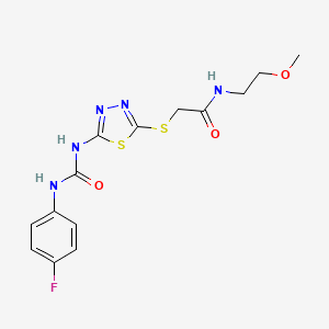 2-[(5-{[(4-Fluorophenyl)carbamoyl]amino}-1,3,4-thiadiazol-2-YL)sulfanyl]-N-(2-methoxyethyl)acetamide