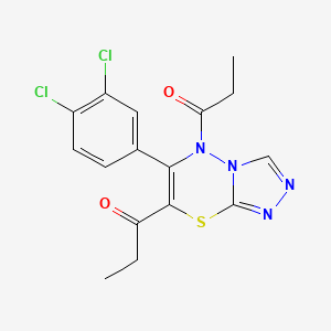 molecular formula C16H14Cl2N4O2S B11247833 1,1'-[6-(3,4-dichlorophenyl)-5H-[1,2,4]triazolo[3,4-b][1,3,4]thiadiazine-5,7-diyl]dipropan-1-one 