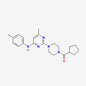 molecular formula C22H29N5O B11247849 Cyclopentyl(4-(4-methyl-6-(p-tolylamino)pyrimidin-2-yl)piperazin-1-yl)methanone 