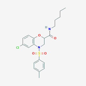 molecular formula C21H25ClN2O4S B11247872 6-chloro-4-[(4-methylphenyl)sulfonyl]-N-pentyl-3,4-dihydro-2H-1,4-benzoxazine-2-carboxamide 