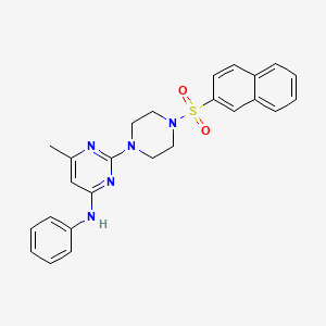 molecular formula C25H25N5O2S B11247879 6-methyl-2-(4-(naphthalen-2-ylsulfonyl)piperazin-1-yl)-N-phenylpyrimidin-4-amine 