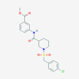 molecular formula C21H23ClN2O5S B11247884 Methyl 3-[({1-[(4-chlorobenzyl)sulfonyl]piperidin-3-yl}carbonyl)amino]benzoate 