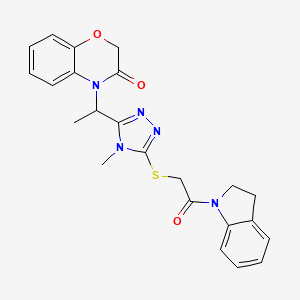 4-[1-(5-{[2-(2,3-dihydro-1H-indol-1-yl)-2-oxoethyl]sulfanyl}-4-methyl-4H-1,2,4-triazol-3-yl)ethyl]-2H-1,4-benzoxazin-3(4H)-one