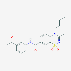 molecular formula C21H23N3O4S B11247906 N-(3-acetylphenyl)-4-butyl-3-methyl-4H-1,2,4-benzothiadiazine-7-carboxamide 1,1-dioxide 