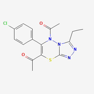 1,1'-[6-(4-chlorophenyl)-3-ethyl-5H-[1,2,4]triazolo[3,4-b][1,3,4]thiadiazine-5,7-diyl]diethanone