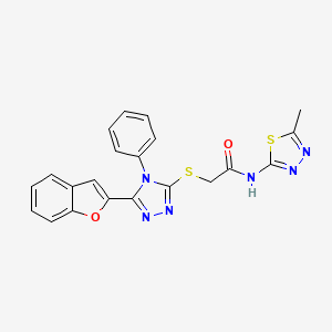 2-{[5-(1-benzofuran-2-yl)-4-phenyl-4H-1,2,4-triazol-3-yl]sulfanyl}-N-(5-methyl-1,3,4-thiadiazol-2-yl)acetamide