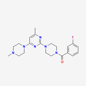 molecular formula C21H27FN6O B11247972 2-[4-(3-Fluorobenzoyl)piperazin-1-yl]-4-methyl-6-(4-methylpiperazin-1-yl)pyrimidine 