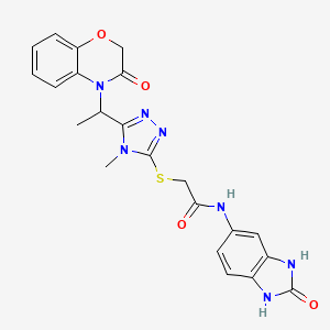 2-({4-methyl-5-[1-(3-oxo-2,3-dihydro-4H-1,4-benzoxazin-4-yl)ethyl]-4H-1,2,4-triazol-3-yl}sulfanyl)-N-(2-oxo-2,3-dihydro-1H-benzimidazol-5-yl)acetamide