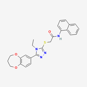 molecular formula C25H24N4O3S B11248056 2-{[5-(3,4-dihydro-2H-1,5-benzodioxepin-7-yl)-4-ethyl-4H-1,2,4-triazol-3-yl]sulfanyl}-N-(naphthalen-1-yl)acetamide 