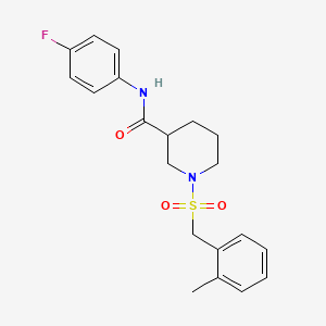 molecular formula C20H23FN2O3S B11248063 N-(4-fluorophenyl)-1-[(2-methylbenzyl)sulfonyl]piperidine-3-carboxamide 