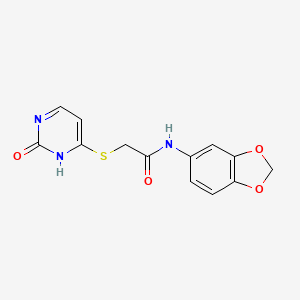 N-(benzo[d][1,3]dioxol-5-yl)-2-((2-oxo-1,2-dihydropyrimidin-4-yl)thio)acetamide