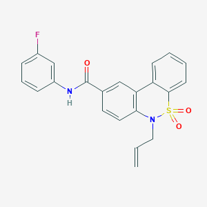 6-allyl-N-(3-fluorophenyl)-6H-dibenzo[c,e][1,2]thiazine-9-carboxamide 5,5-dioxide