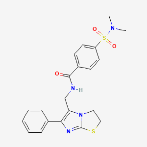 molecular formula C21H22N4O3S2 B11248126 4-(N,N-dimethylsulfamoyl)-N-((6-phenyl-2,3-dihydroimidazo[2,1-b]thiazol-5-yl)methyl)benzamide 