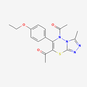 molecular formula C17H18N4O3S B11248132 1,1'-[6-(4-ethoxyphenyl)-3-methyl-5H-[1,2,4]triazolo[3,4-b][1,3,4]thiadiazine-5,7-diyl]diethanone 