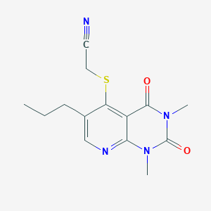 molecular formula C14H16N4O2S B11248135 2-((1,3-Dimethyl-2,4-dioxo-6-propyl-1,2,3,4-tetrahydropyrido[2,3-d]pyrimidin-5-yl)thio)acetonitrile 