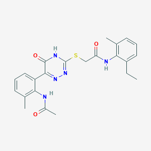 2-({6-[2-(acetylamino)-3-methylphenyl]-5-oxo-2,5-dihydro-1,2,4-triazin-3-yl}sulfanyl)-N-(2-ethyl-6-methylphenyl)acetamide