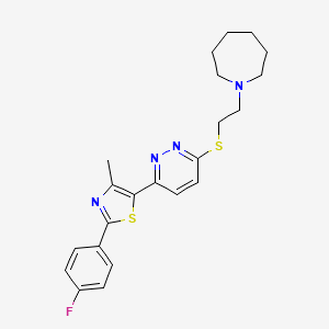 molecular formula C22H25FN4S2 B11248197 5-(6-((2-(Azepan-1-yl)ethyl)thio)pyridazin-3-yl)-2-(4-fluorophenyl)-4-methylthiazole 