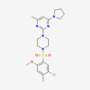 2-(4-((5-Chloro-2-methoxy-4-methylphenyl)sulfonyl)piperazin-1-yl)-4-methyl-6-(pyrrolidin-1-yl)pyrimidine