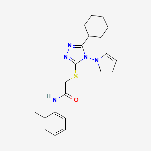 2-{[5-cyclohexyl-4-(1H-pyrrol-1-yl)-4H-1,2,4-triazol-3-yl]sulfanyl}-N-(2-methylphenyl)acetamide