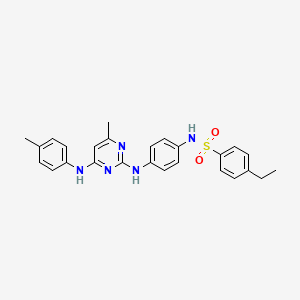 molecular formula C26H27N5O2S B11248241 4-ethyl-N-(4-((4-methyl-6-(p-tolylamino)pyrimidin-2-yl)amino)phenyl)benzenesulfonamide 