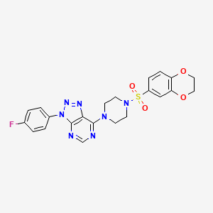 molecular formula C22H20FN7O4S B11248247 7-(4-((2,3-dihydrobenzo[b][1,4]dioxin-6-yl)sulfonyl)piperazin-1-yl)-3-(4-fluorophenyl)-3H-[1,2,3]triazolo[4,5-d]pyrimidine 