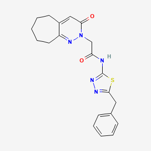 molecular formula C20H21N5O2S B11248277 N-(5-benzyl-1,3,4-thiadiazol-2-yl)-2-(3-oxo-3,5,6,7,8,9-hexahydro-2H-cyclohepta[c]pyridazin-2-yl)acetamide 