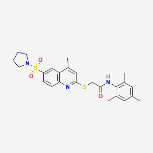 2-{[4-methyl-6-(pyrrolidin-1-ylsulfonyl)quinolin-2-yl]sulfanyl}-N-(2,4,6-trimethylphenyl)acetamide