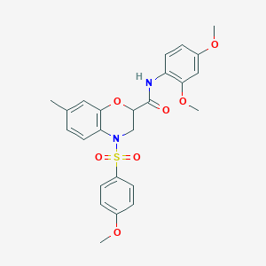 N-(2,4-dimethoxyphenyl)-4-[(4-methoxyphenyl)sulfonyl]-7-methyl-3,4-dihydro-2H-1,4-benzoxazine-2-carboxamide