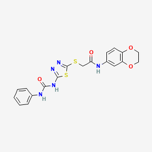 N-(2,3-dihydrobenzo[b][1,4]dioxin-6-yl)-2-((5-(3-phenylureido)-1,3,4-thiadiazol-2-yl)thio)acetamide