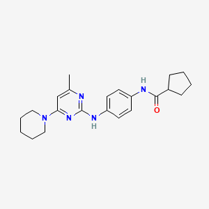 molecular formula C22H29N5O B11248367 N-(4-{[4-Methyl-6-(piperidin-1-YL)pyrimidin-2-YL]amino}phenyl)cyclopentanecarboxamide 