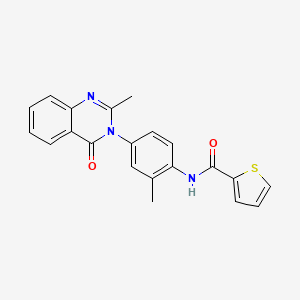 molecular formula C21H17N3O2S B11248405 N-(2-methyl-4-(2-methyl-4-oxoquinazolin-3(4H)-yl)phenyl)thiophene-2-carboxamide 