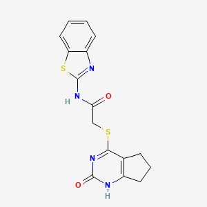 molecular formula C16H14N4O2S2 B11248413 N-(benzo[d]thiazol-2-yl)-2-((2-oxo-2,5,6,7-tetrahydro-1H-cyclopenta[d]pyrimidin-4-yl)thio)acetamide 