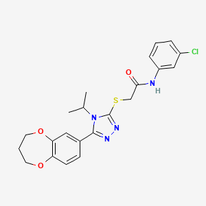 molecular formula C22H23ClN4O3S B11248450 N-(3-chlorophenyl)-2-{[5-(3,4-dihydro-2H-1,5-benzodioxepin-7-yl)-4-(propan-2-yl)-4H-1,2,4-triazol-3-yl]sulfanyl}acetamide 