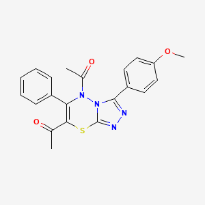 1,1'-(3-(4-methoxyphenyl)-6-phenyl-5H-[1,2,4]triazolo[3,4-b][1,3,4]thiadiazine-5,7-diyl)diethanone