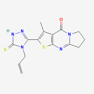 molecular formula C15H15N5OS2 B11248509 2-(4-allyl-5-thioxo-4,5-dihydro-1H-1,2,4-triazol-3-yl)-3-methyl-7,8-dihydropyrrolo[1,2-a]thieno[2,3-d]pyrimidin-4(6H)-one 