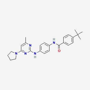 4-(tert-butyl)-N-(4-((4-methyl-6-(pyrrolidin-1-yl)pyrimidin-2-yl)amino)phenyl)benzamide